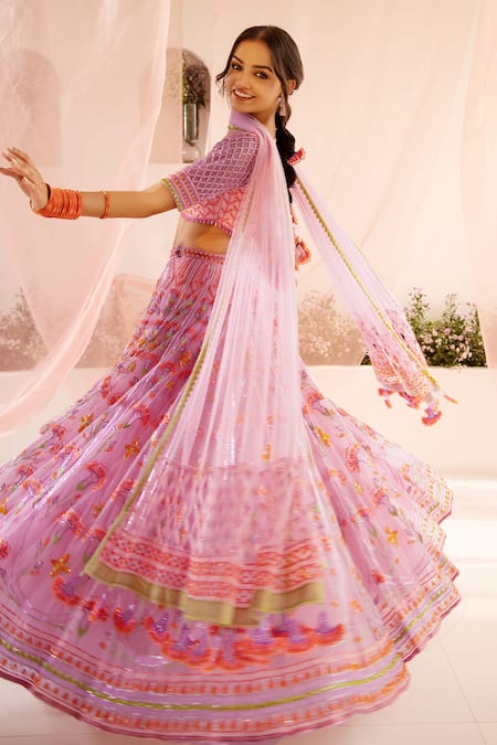 Tuhina Srivastava Petunia Garden Embroidered Bridal Lehenga Set 