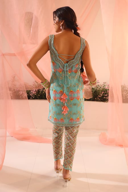 Tuhina Srivastava Bloom Breeze Embroidered Jacket Kurta Set 