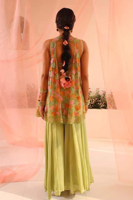 Tuhina Srivastava Petal Breeze Embroidered Jacket Sharara Set 