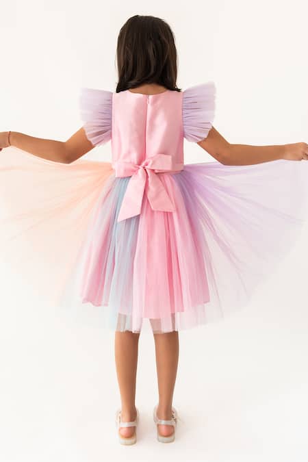 Shop A Little Fable Multi Color Polyester, Cotton Sequins Rainbow Ombre Dress at Aza Fashions Shop_A Little Fable_Multi Color Polyester, Cotton Sequins Rainbow Ombre Dress _at_Aza_Fashions