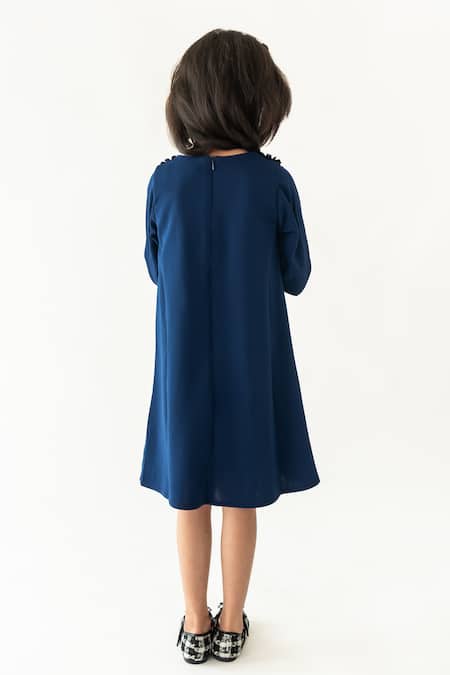 Shop A Little Fable Blue Polyester, Cotton Beads, Sequins, Applique Floral Embellished Dress at Aza Fashions Shop_A Little Fable_Blue Polyester, Cotton Beads, Sequins, Applique Floral Embellished Dress _at_Aza_Fashions