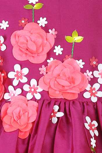 A Little Fable_Purple Net, Taffeta, Cotton Sequins, Fabric Flowers Lafleur Embroidered Dress _Online_at_Aza_Fashions