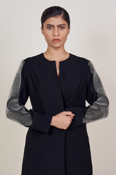 Buy Somya Goyal Black Polyester Round Neck Long Night Sky Embroidered Jacket Online at Aza Fashions Buy_Somya Goyal_Black Polyester Round Neck Long Night Sky Embroidered Jacket_Online_at_Aza_Fashions