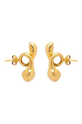 Shop Misho Gold Plated Pebble Pod Earrings at Aza Fashions Shop_Misho_Gold Plated Pebble Pod Earrings_at_Aza_Fashions