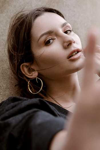 Misho_Gold Plated Textured Hoop Earrings_Online_at_Aza_Fashions