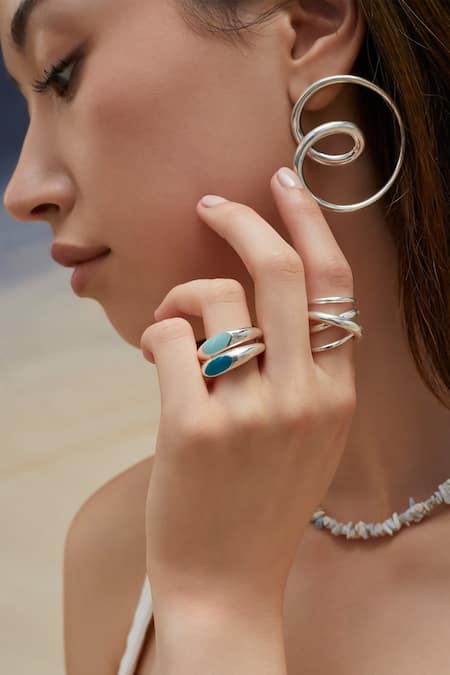Misho Swirly Mismatched Twisted Hoops 