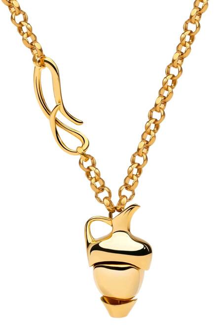 Shop Misho Gold Plated Alchemist Amphora Pendant Necklace at Aza Fashions Shop_Misho_Gold Plated Alchemist Amphora Pendant Necklace_at_Aza_Fashions