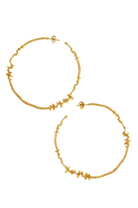 Misho_Gold Plated Frozen In Time Hoop Earrings_Online_at_Aza_Fashions
