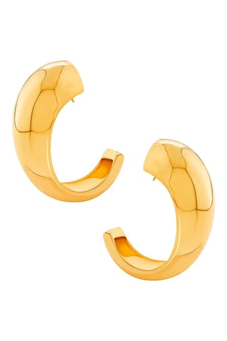 Shop_Misho_Gold Plated Beads Sirena Textured Chunky Earrings_at_Aza_Fashions