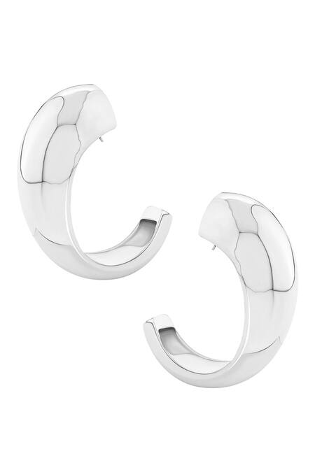 Shop Misho Silver Plated Sirena Chunky Statement Earrings at Aza Fashions Shop_Misho_Silver Plated Sirena Chunky Statement Earrings_at_Aza_Fashions