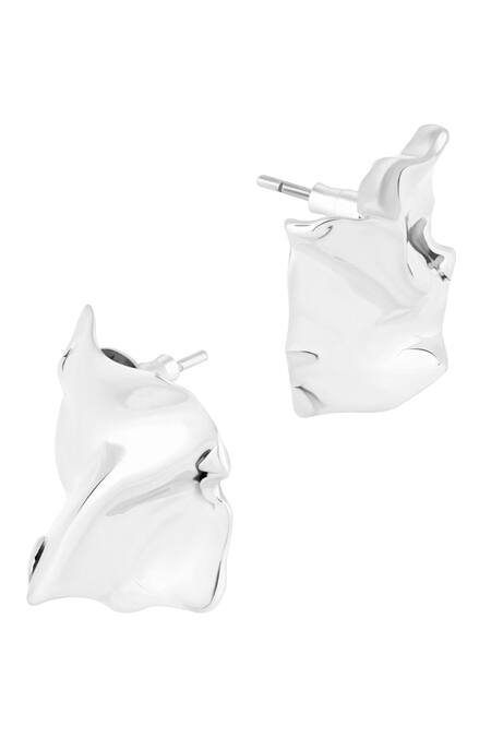 Shop Misho Silver Plated Mini Flow Textured Stud Earrings at Aza Fashions Shop_Misho_Silver Plated Mini Flow Textured Stud Earrings_at_Aza_Fashions
