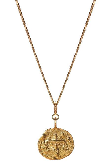 Shop Misho Gold Plated Baby Libra Charm Pendant Necklace at Aza Fashions Shop_Misho_Gold Plated Baby Libra Charm Pendant Necklace_at_Aza_Fashions