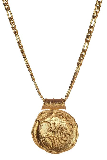 Misho Gold Plated Carved Figaro Scorpio Zodiac Pendant Necklace 