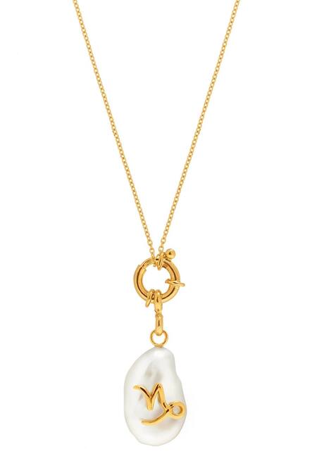 Buy Misho Gold Plated Capricorn Pearl Convertible Pendant Necklace Online at Aza Fashions Buy_Misho_Gold Plated Capricorn Pearl Convertible Pendant Necklace_Online_at_Aza_Fashions