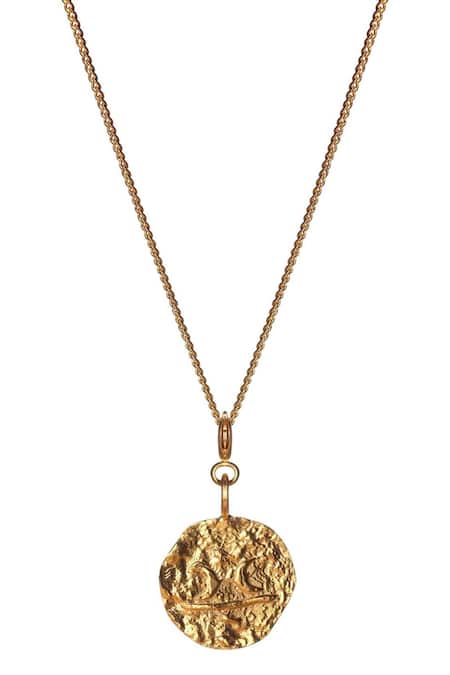 Shop Misho Gold Plated Baby Pisces Charm Pendant Necklace at Aza Fashions Shop_Misho_Gold Plated Baby Pisces Charm Pendant Necklace_at_Aza_Fashions