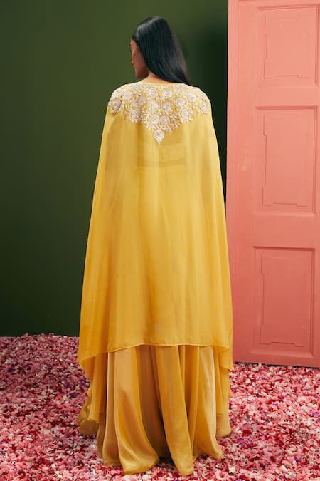 Vasavi Shah Floral Sequin Embroidered Blouse Skirt Set 