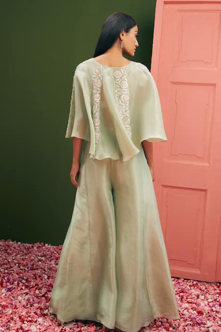 Vasavi Shah Floral Embroidered Cape Pant Set 