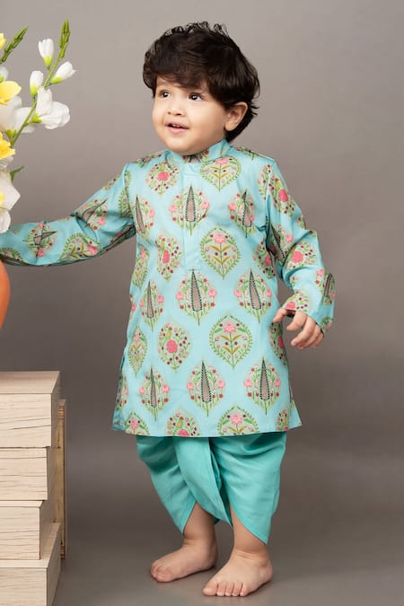 Little Brats Floral Print Kurta & Dhoti Pant Set 