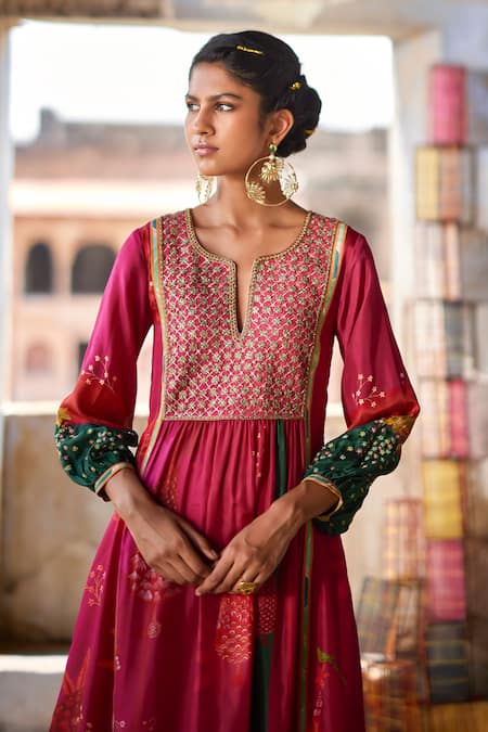 Buy Rajiramniq Magenta Silk, Organza, Modal, Satin Nadira Floral Print Anarkali Palazzo Set Online at Aza Fashions Buy_Rajiramniq_Magenta Silk, Organza, Modal, Satin Nadira Floral Print Anarkali Palazzo Set _Online_at_Aza_Fashions