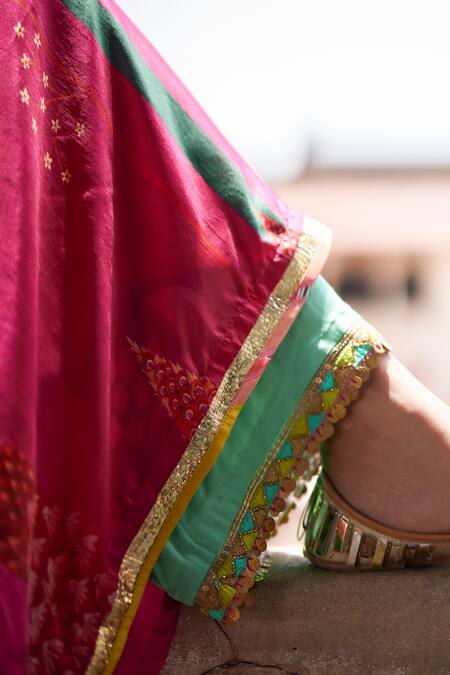 Rajiramniq Magenta Silk, Organza, Modal, Satin Nadira Floral Print Anarkali Palazzo Set at Aza Fashions Rajiramniq_Magenta Silk, Organza, Modal, Satin Nadira Floral Print Anarkali Palazzo Set _at_Aza_Fashions