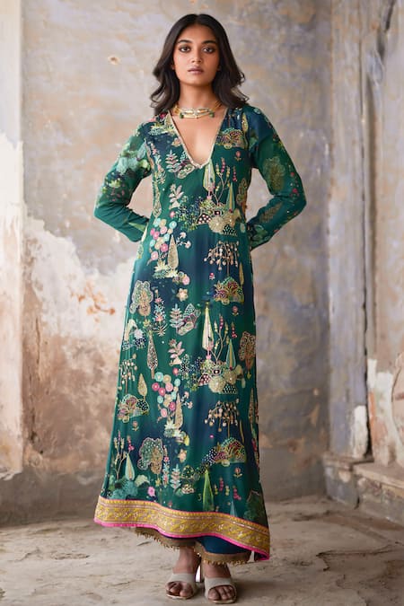 Rajiramniq Nadira Resham Work Kurta & Palazzo Set 