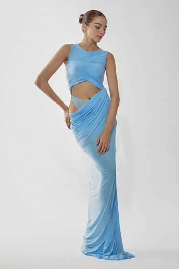 Women’s Malai Cotton Designer Gown with Digital Print and Tassel Detailing – Sizes L to 3XL