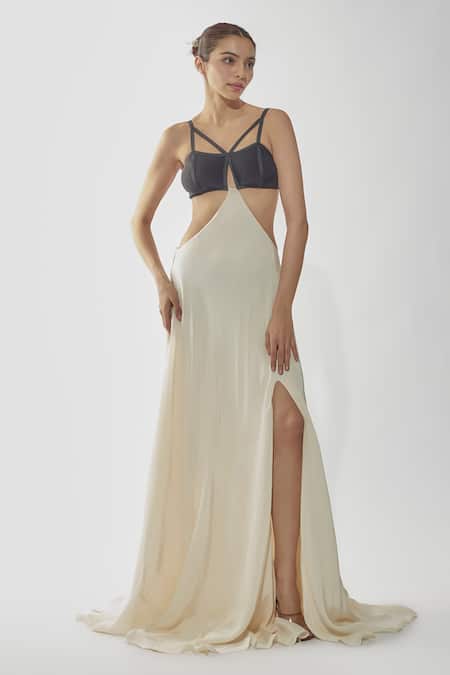 Deme By Gabriella Cut Out Detailing High Slit Gown 