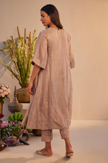Shorshe Clothing Hand Block Print Choga Kurta & Pant Set 