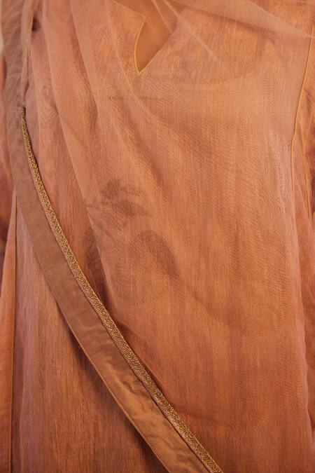 Buy_Shorshe Clothing_Beige Net Embroidery Block Print Dupatta_Online_at_Aza_Fashions