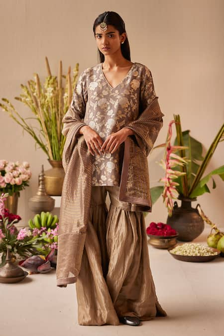 Shorshe Clothing Sara Floral Pattern Kurta & Sharara Set 