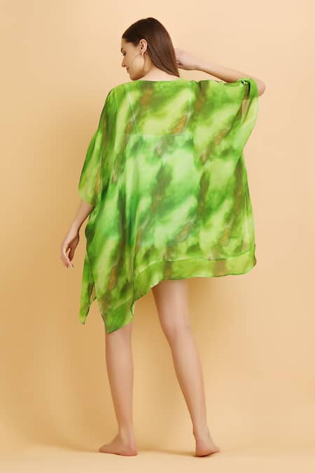 Label Ivish Cosmic Print Embellished Neck Kaftan With Inner Slip 