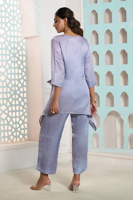 Samyukta Singhania Thread Embroidered Jacket Tunic With Pant 