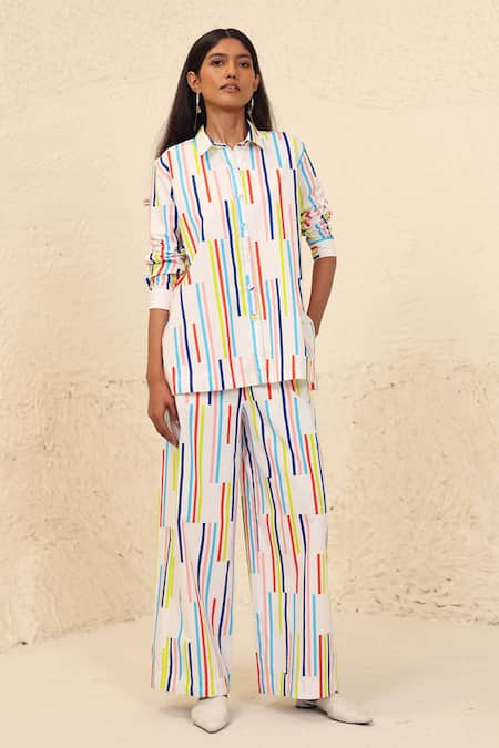 Kanelle Parker Stripe Print Shirt & Trouser Set 