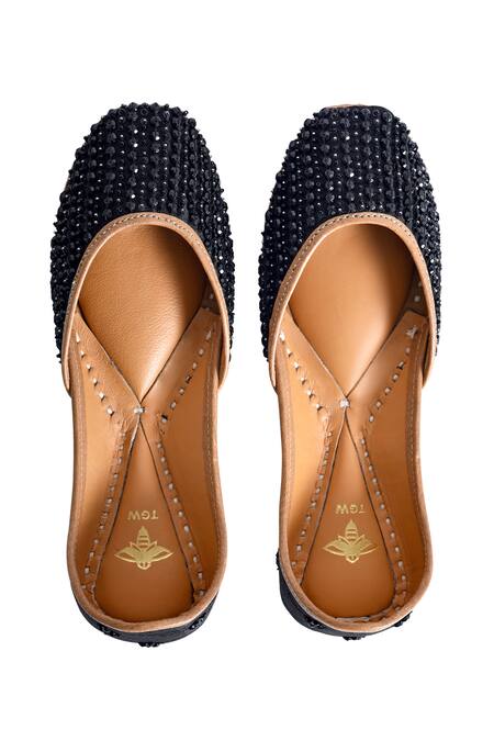 The Golden Wasp_Black Wildsoul Embroidered Juttis _at_Aza_Fashions