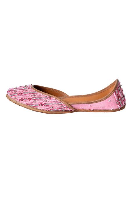 Shop_The Golden Wasp_Pink Sequins Jamiti Embroidered Juttis _Online_at_Aza_Fashions