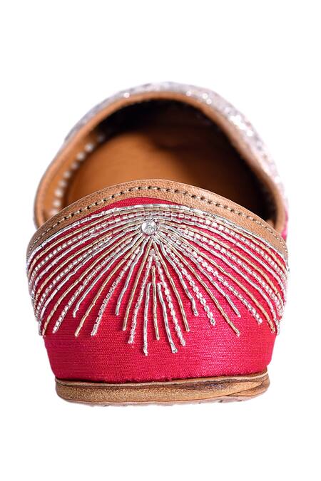 The Golden Wasp_Magenta Cutdana Blush Crush Embellished Juttis _Online_at_Aza_Fashions