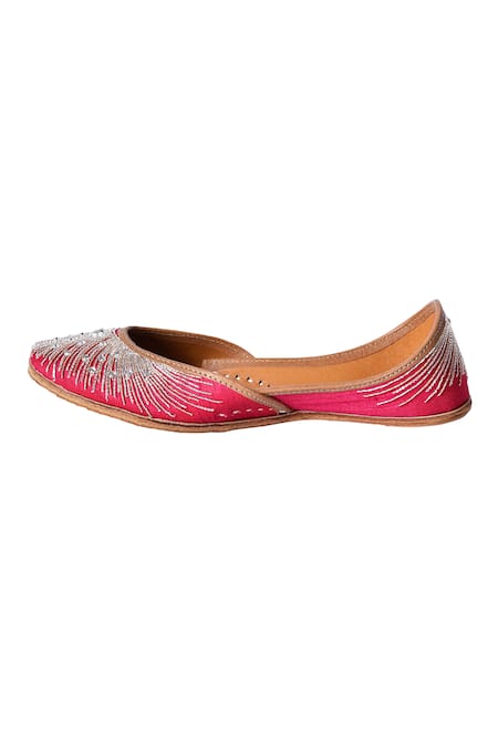 Buy_The Golden Wasp_Magenta Cutdana Blush Crush Embellished Juttis _Online_at_Aza_Fashions