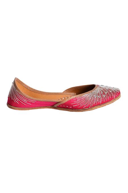 Shop_The Golden Wasp_Magenta Cutdana Blush Crush Embellished Juttis _Online_at_Aza_Fashions