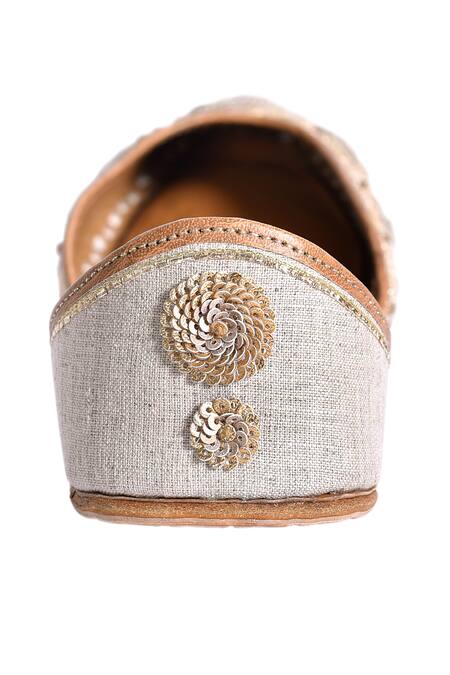 Buy_The Golden Wasp_Beige Sequins Prisca Embroidered Juttis _Online_at_Aza_Fashions