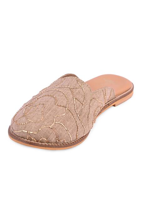 Buy_The Golden Wasp_Brown Gul Embellished Mules _Online_at_Aza_Fashions