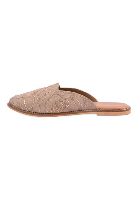 Shop_The Golden Wasp_Brown Gul Embellished Mules _Online_at_Aza_Fashions