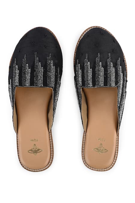 The Golden Wasp Midnight Beauty Embellished Mules 