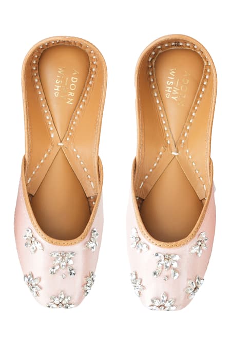 Adorn My Wish Fleur Rhinestone Embellished Juttis 