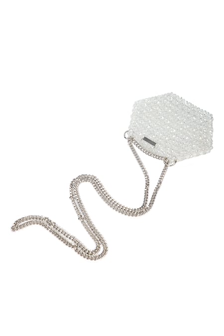 Adorn My Wish Mini Transparent Crystal Hexagon Bag 