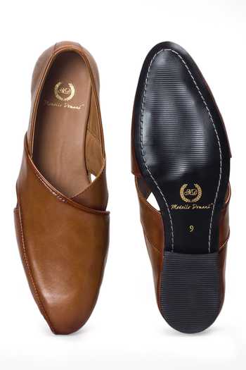 Buy Domani Brown Peshawari Slip-ons Online at Aza Fashions Buy_Domani_Brown Peshawari Slip-ons _Online_at_Aza_Fashions