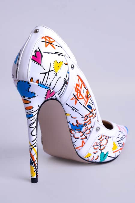 Mykono Graphic Pointed Toe Stiletto Pumps 