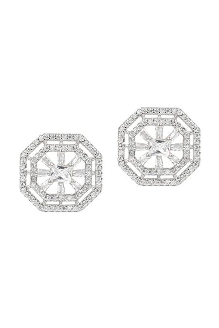 Sangeeta Boochra_Silver Plated Crystals Enchanting Orbit Embellished Stud Earrings _Online_at_Aza_Fashions