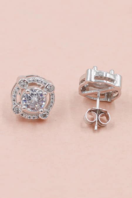 Shop Sangeeta Boochra Silver Plated Crystals Dreamy Whisper Embellished Earrings at Aza Fashions Shop_Sangeeta Boochra_Silver Plated Crystals Dreamy Whisper Embellished Earrings _at_Aza_Fashions