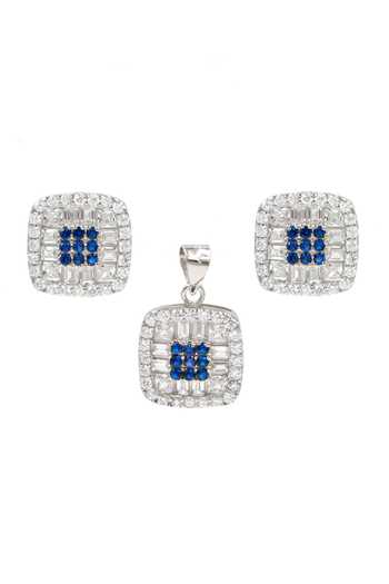 Sangeeta Boochra Silver Plated Crystals Starry Affair Square Pendant Set Online at Aza Fashions Sangeeta Boochra_Silver Plated Crystals Starry Affair Square Pendant Set _Online_at_Aza_Fashions