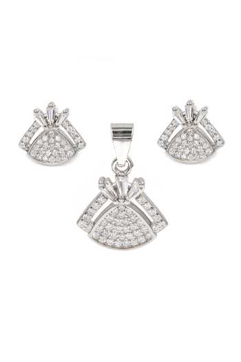 Sangeeta Boochra Silver Plated Crystals, Cut Work Radiant Reflection Vintage Pendant Set Online at Aza Fashions Sangeeta Boochra_Silver Plated Crystals, Cut Work Radiant Reflection Vintage Pendant Set _Online_at_Aza_Fashions